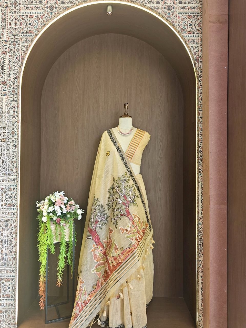 Muga Cotton Saree -  Peach Rose